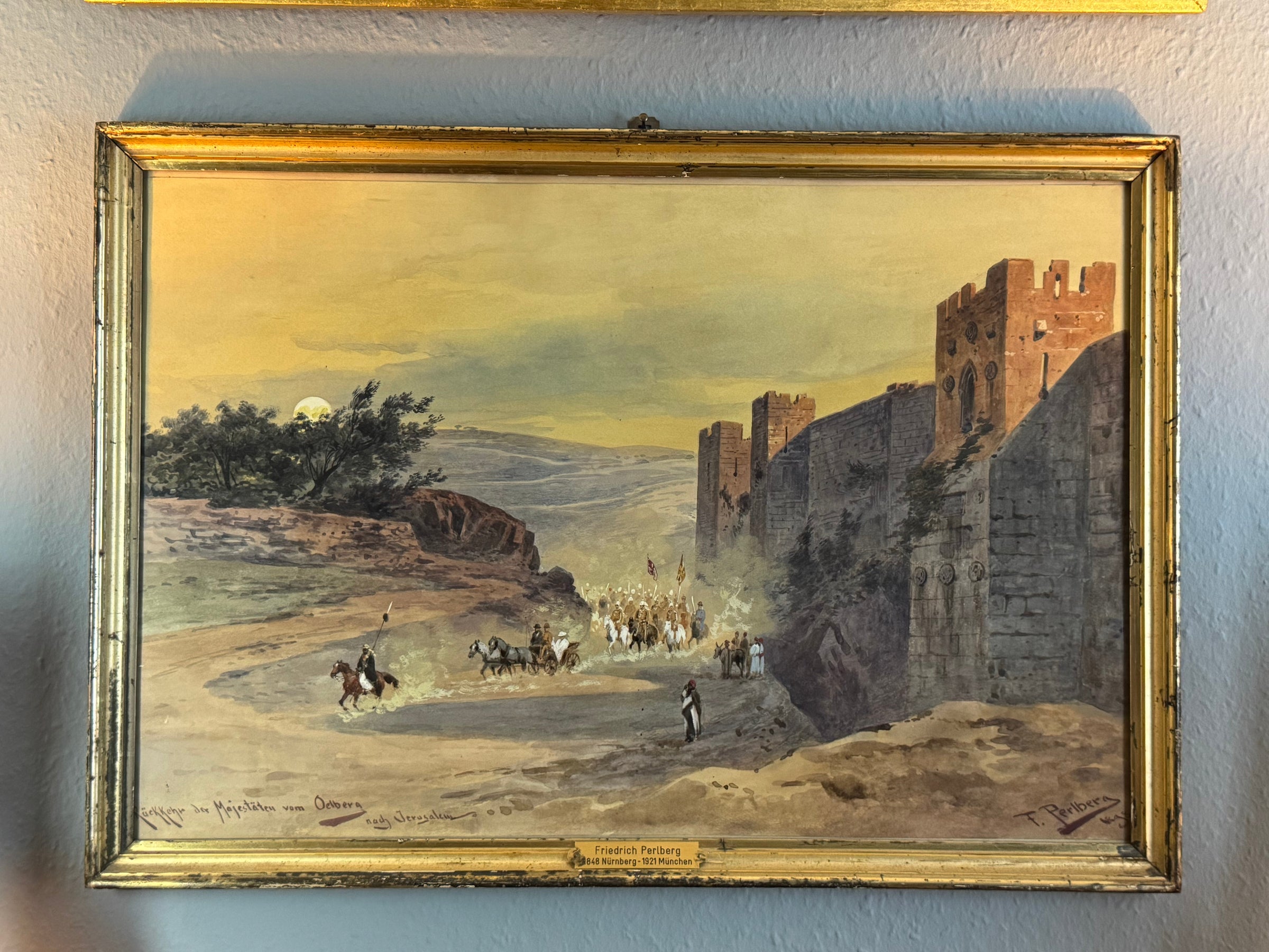Friedrich Perlberg: Jerusalem‑Aquarell zur Orientreise des Kaiserpaares – Historisches Gemälde