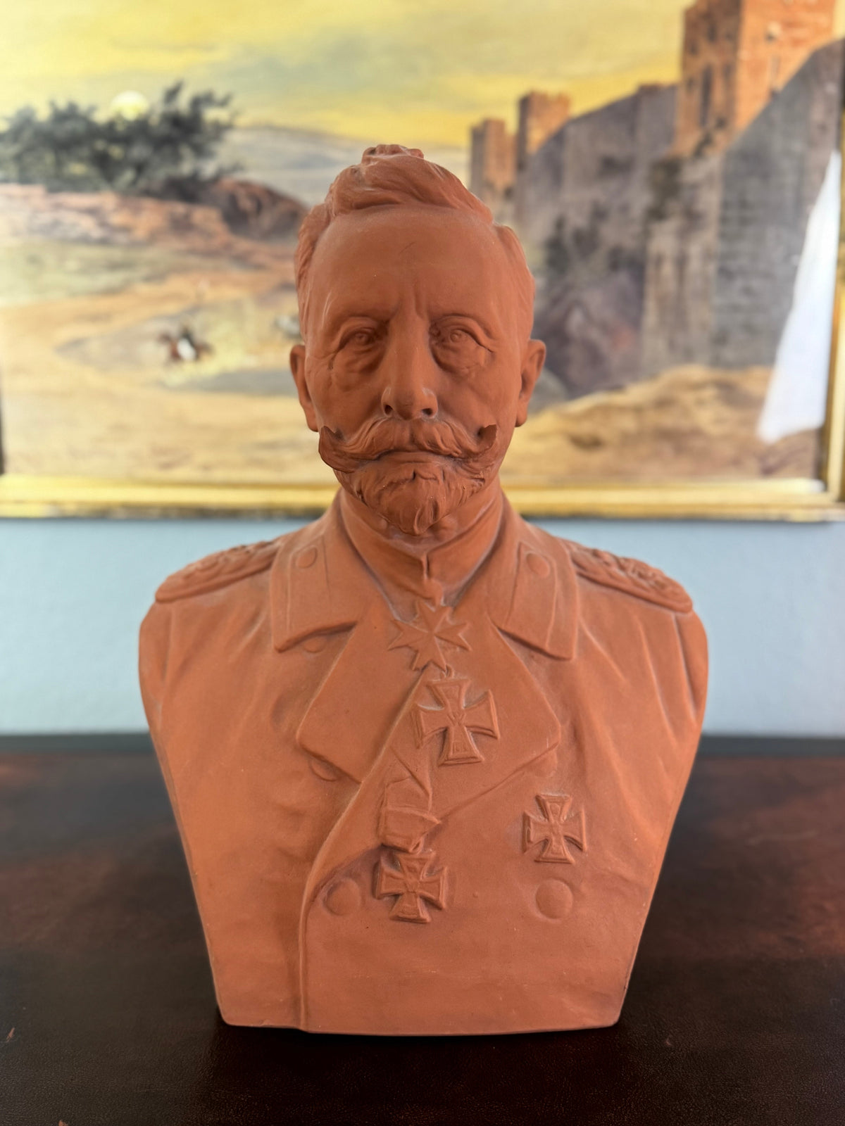MAX BEZNER Terrakotta-Büste von Kaiser Wilhelm II., Cadinen, datiert 1928