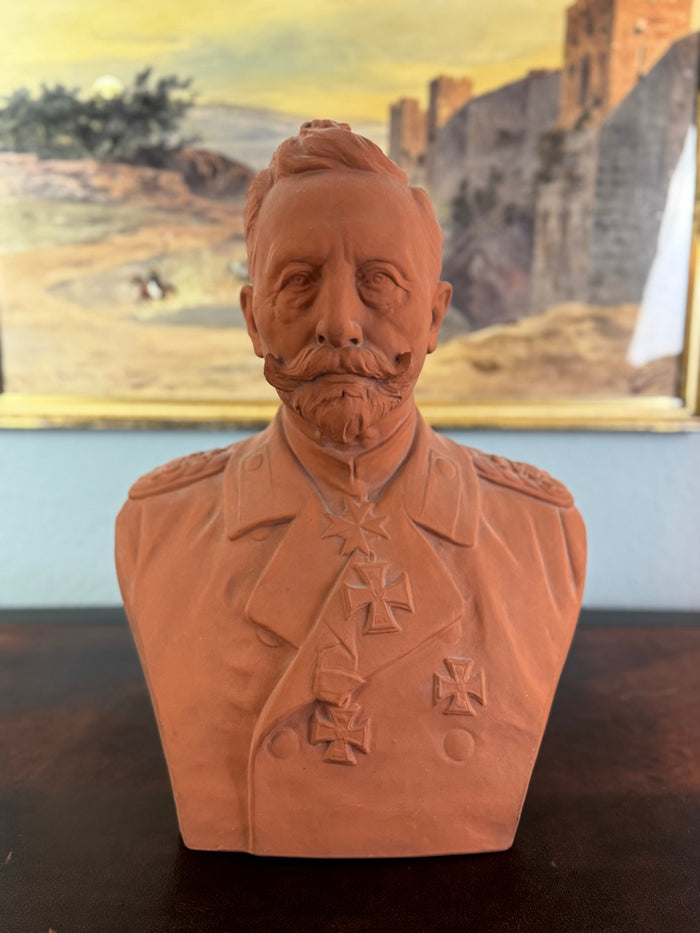 MAX BEZNER Terrakotta-Büste von Kaiser Wilhelm II., Cadinen, datiert 1928