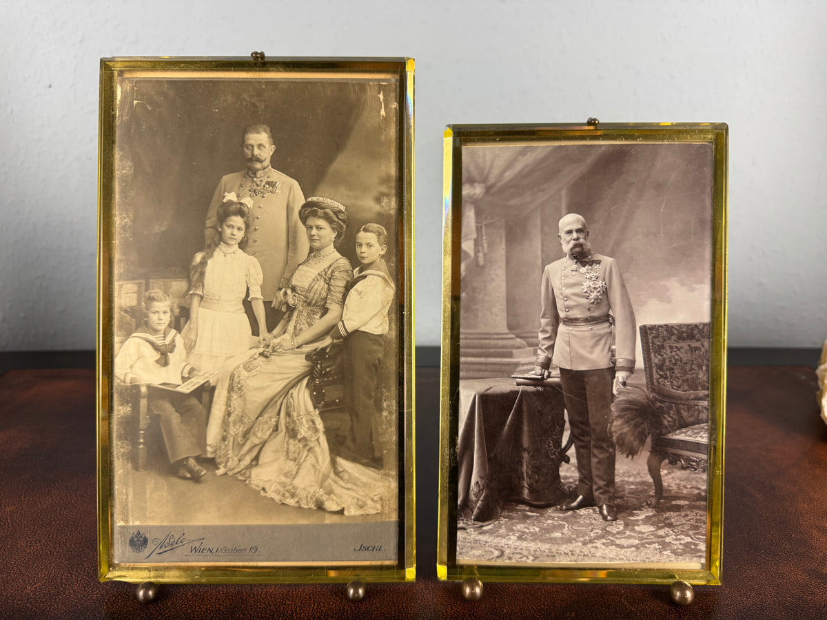 Großformatige Porträtkarten Franz Ferdinand & Kaiser Franz Josef – Habsburger Fotografie, Wien