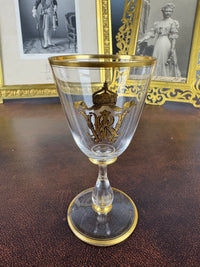 Kaiserliches IRW‑Portweinglas – Goldkrone, Hofmonogramm IRW, ca. 1900, kaiserliche Hofhaltung Wilhelm II.
