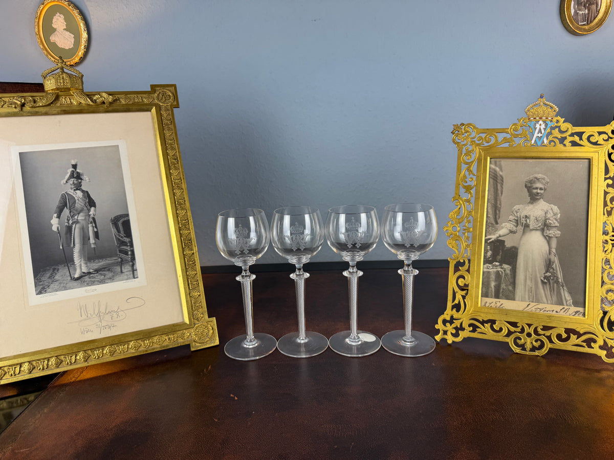Quatre grands verres à eau, Kaiser Guillaume II, vers 1890