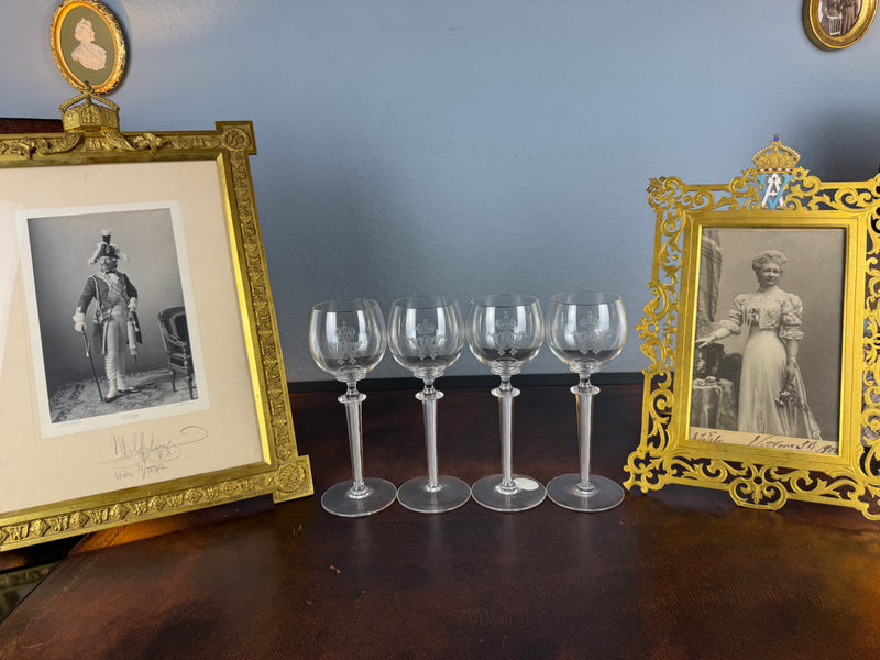 Four large water glasses, Kaiser Wilhelm II, ca. 1890