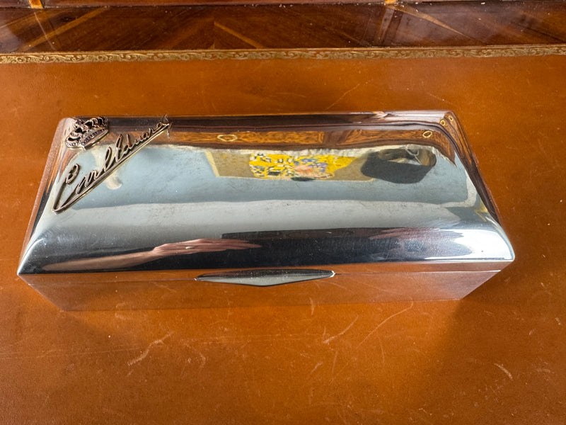 Antike Zigarrenkiste aus 800 Silber mit Monogramm von Herzog Carl Eduard von Sachsen-Coburg und Gotha, Paul Jann Gotha