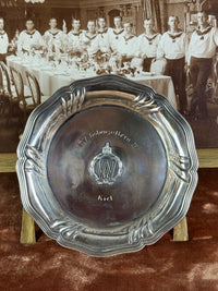 Antiker Silberteller aus 800 Silber mit Monogramm von Kaiser Wilhelm II., SMY Hohenzollern II, Otto Hintze Berlin