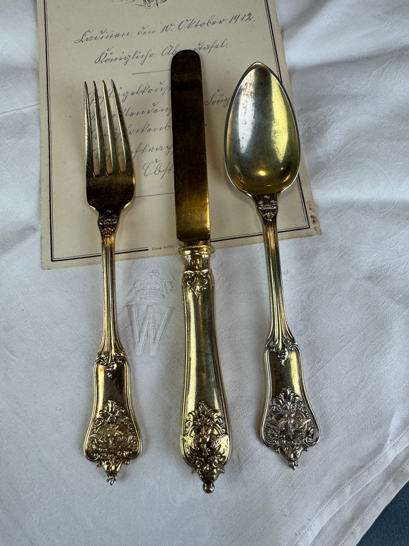 Vergoldetes Silber-Besteck, Rokoko Service, Kaiser Wilhelm II