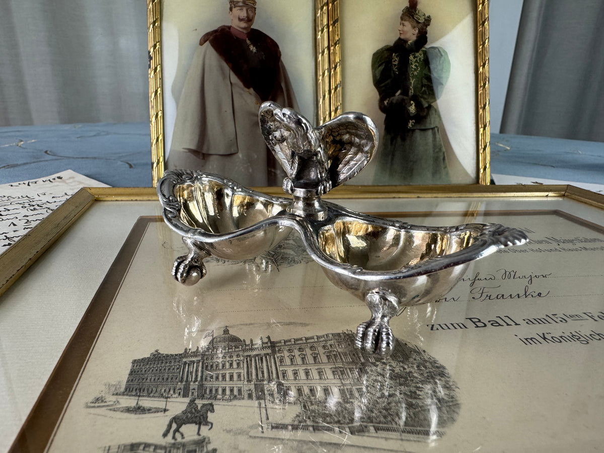 SY & WAGNER Silbernes Salzgefäß, Prinz Wilhelm, Kaiser Wilhelm II, ca. 1880