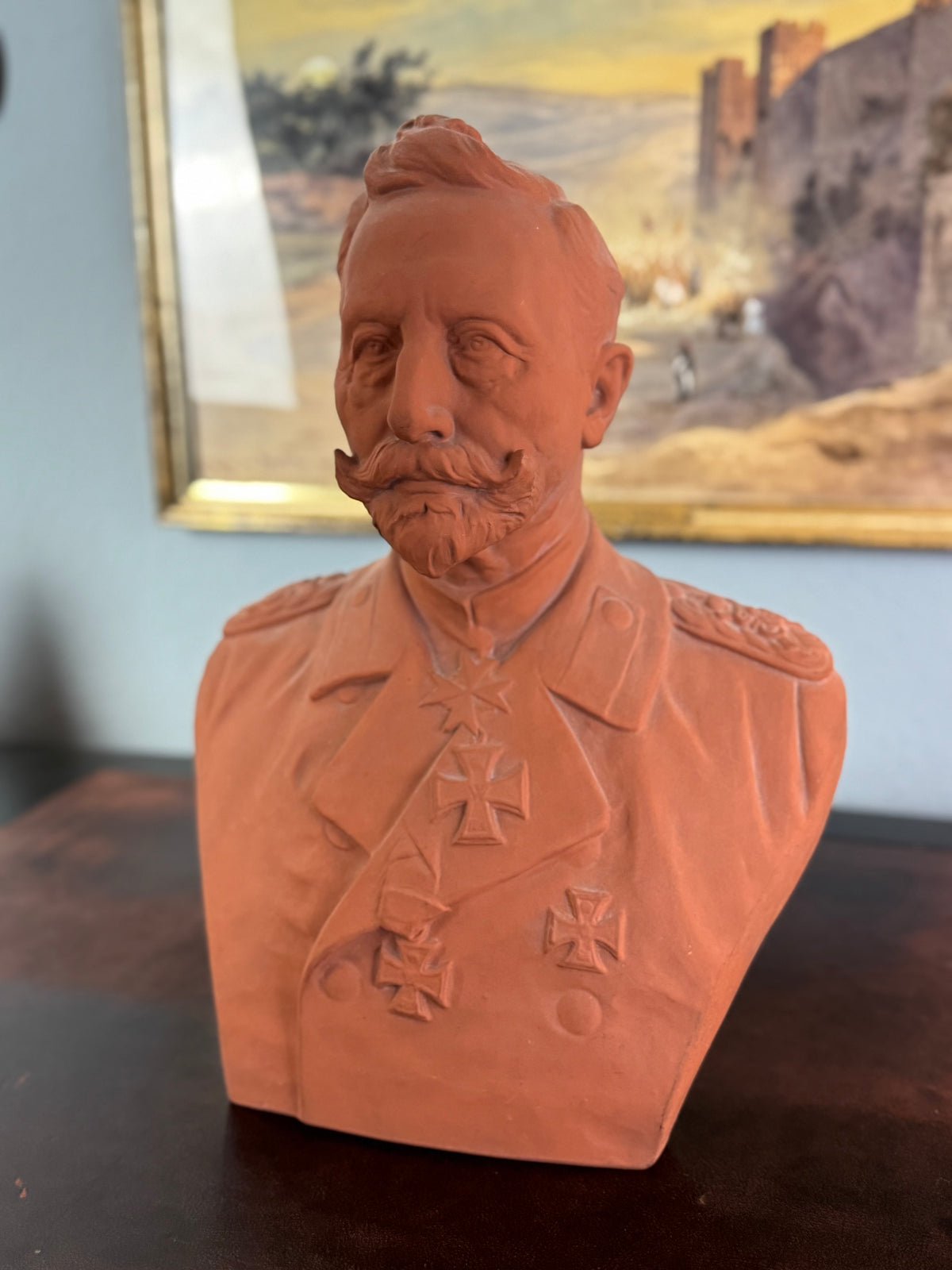 MAX BEZNER Terrakotta-Büste von Kaiser Wilhelm II., Cadinen, datiert 1928