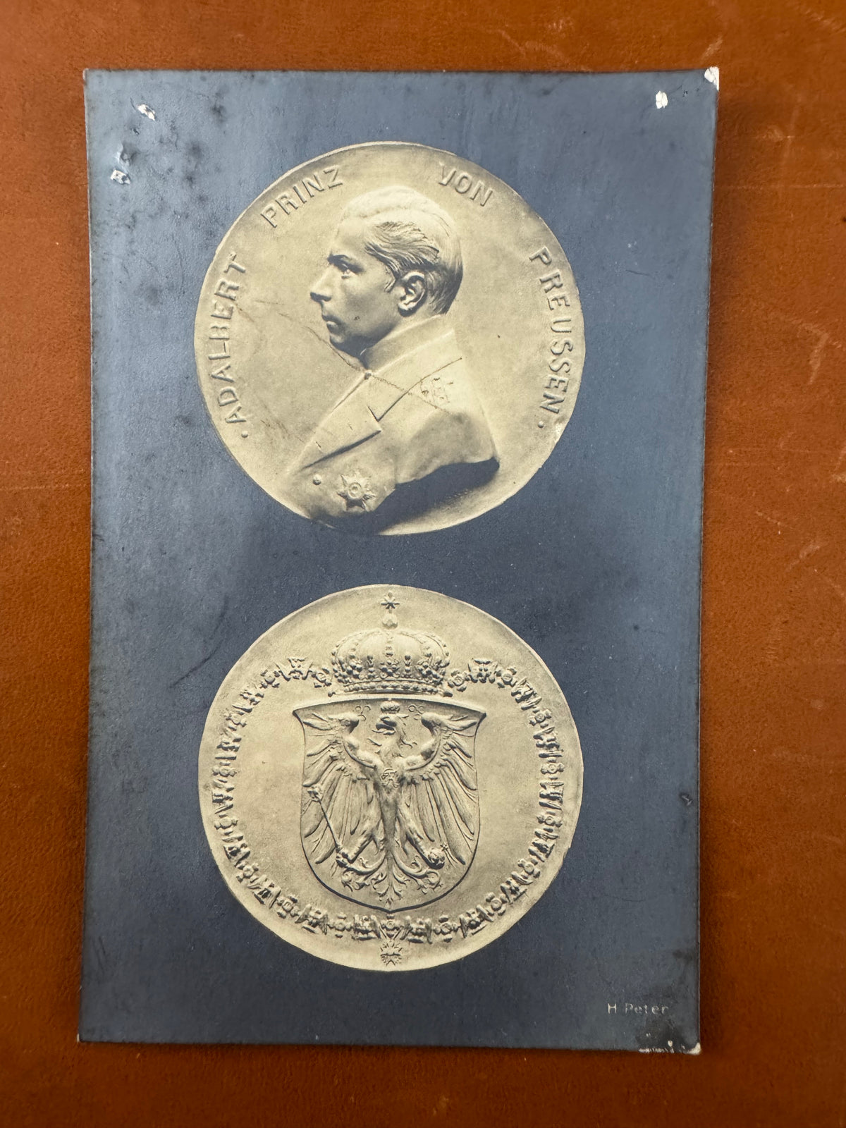 Seltene Porträtmedaille von Prinz Adalbert von Preußen 1915 von Hermann Peter mit originaler Begleitkarte und Etui
