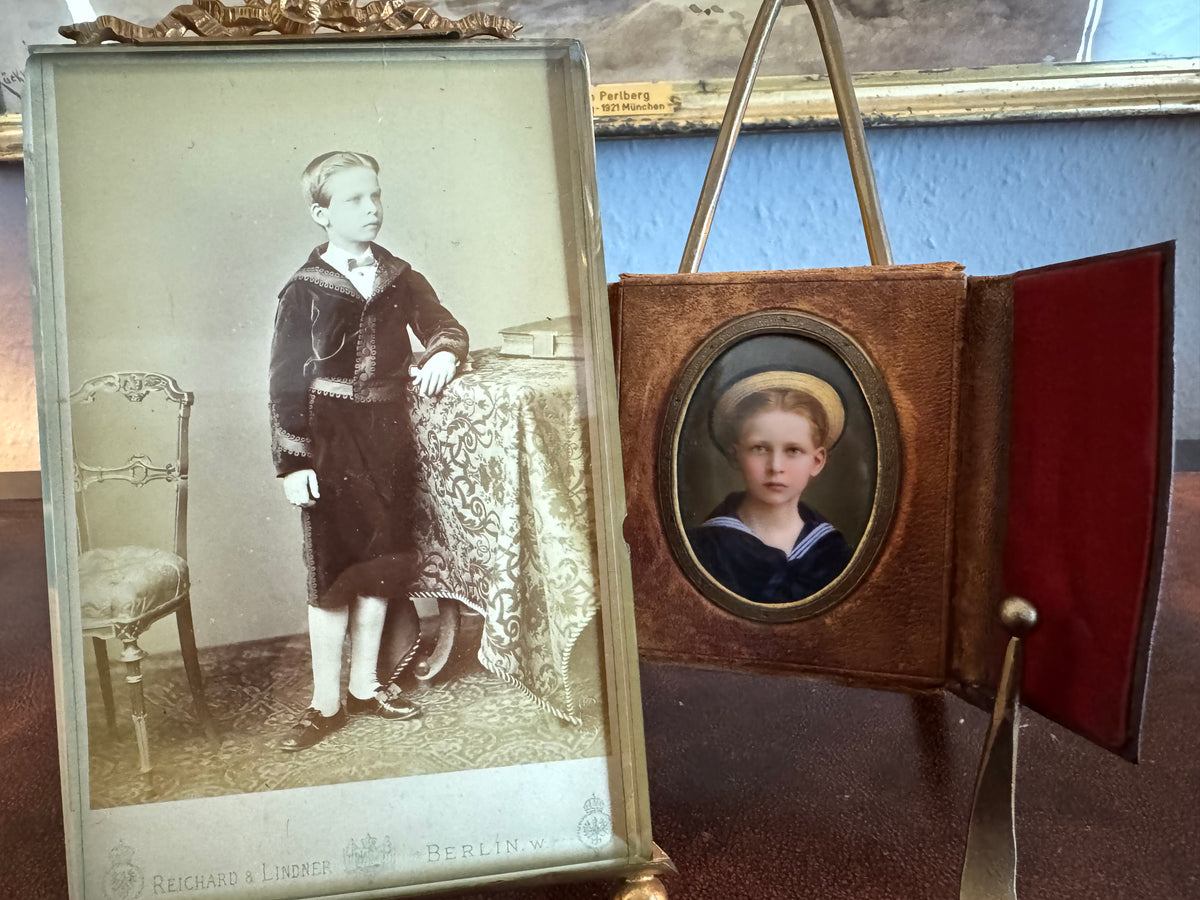 Fotografie und Trauerbild Prinz Waldemar von Preußen – seltenes preußisches Gedenkbild aus dem 19. Jahrhundert