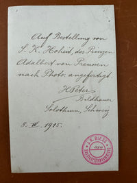 Seltene Porträtmedaille von Prinz Adalbert von Preußen 1915 von Hermann Peter mit originaler Begleitkarte und Etui