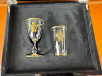 Kaiserliches Wasserglas & Portweinglas Wilhelm II. IRW Monogramm um 1900