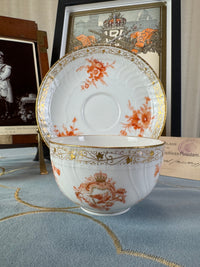 Neuosier Tasse und Untertasse, Kaiser Wilhelm II, datiert 1894 und 1897