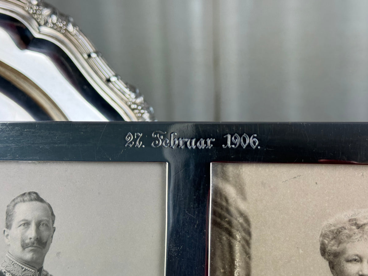 Geschenkrahmen Silberne Hochzeit Kaiser Wilhelm und Kaiserin Auguste Victoria, datiert 1906