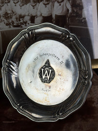 Antiker Silberteller aus 800 Silber mit Monogramm von Kaiser Wilhelm II., SMY Hohenzollern II, Otto Hintze Berlin