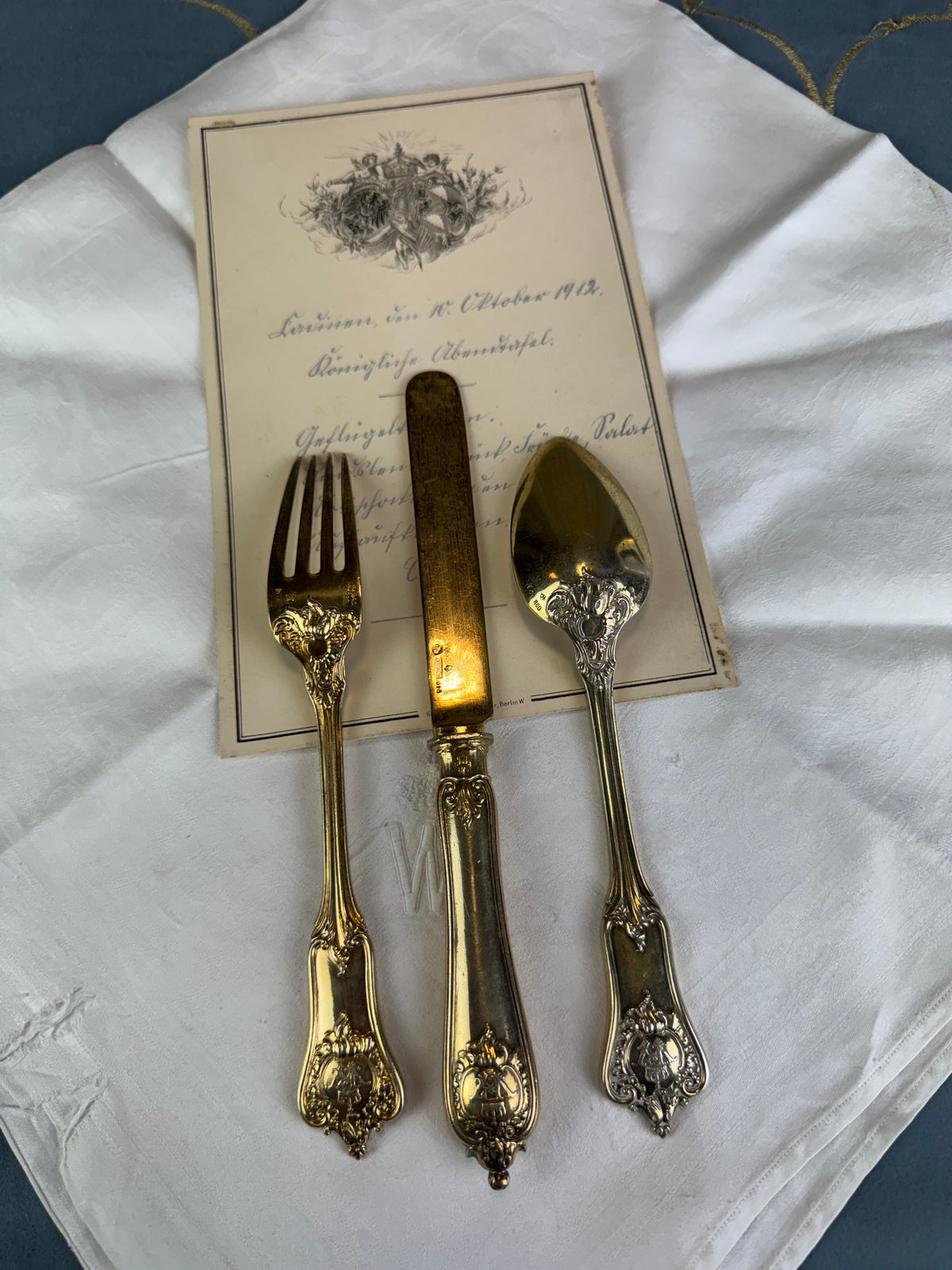 Vergoldetes Silber-Besteck, Rokoko Service, Kaiser Wilhelm II