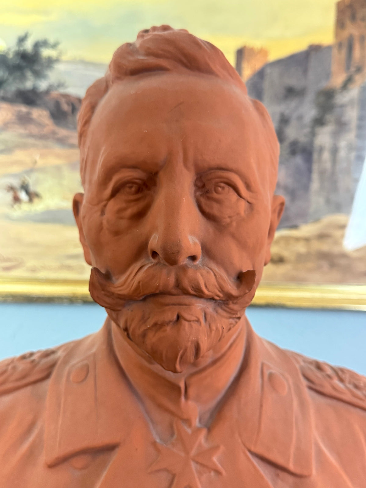MAX BEZNER Terrakotta-Büste von Kaiser Wilhelm II., Cadinen, datiert 1928