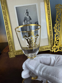 Kaiserliches IRW‑Portweinglas – Goldkrone, Hofmonogramm IRW, ca. 1900, kaiserliche Hofhaltung Wilhelm II.