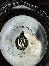 Antiker Silberteller aus 800 Silber mit Monogramm von Kaiser Wilhelm II., SMY Hohenzollern II, Otto Hintze Berlin