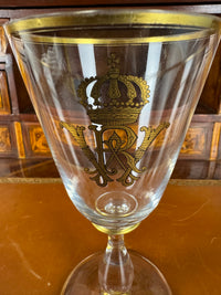 Kaiserliches Rheinweinglas Wilhelm II. mit vergoldetem IRW Monogramm und Kaiserkrone Deutsches Kaiserreich um 1900