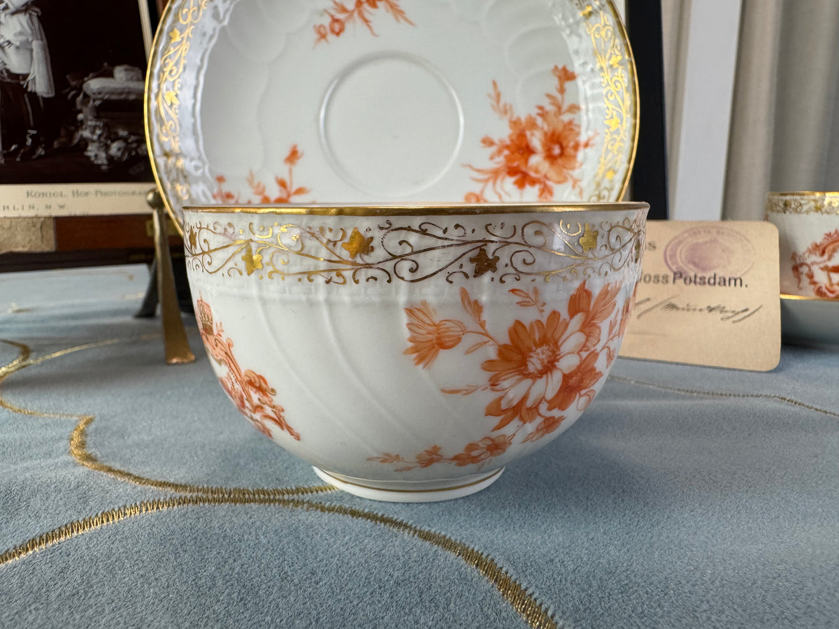 Neuosier Tasse und Untertasse, Kaiser Wilhelm II, datiert 1894 und 1897