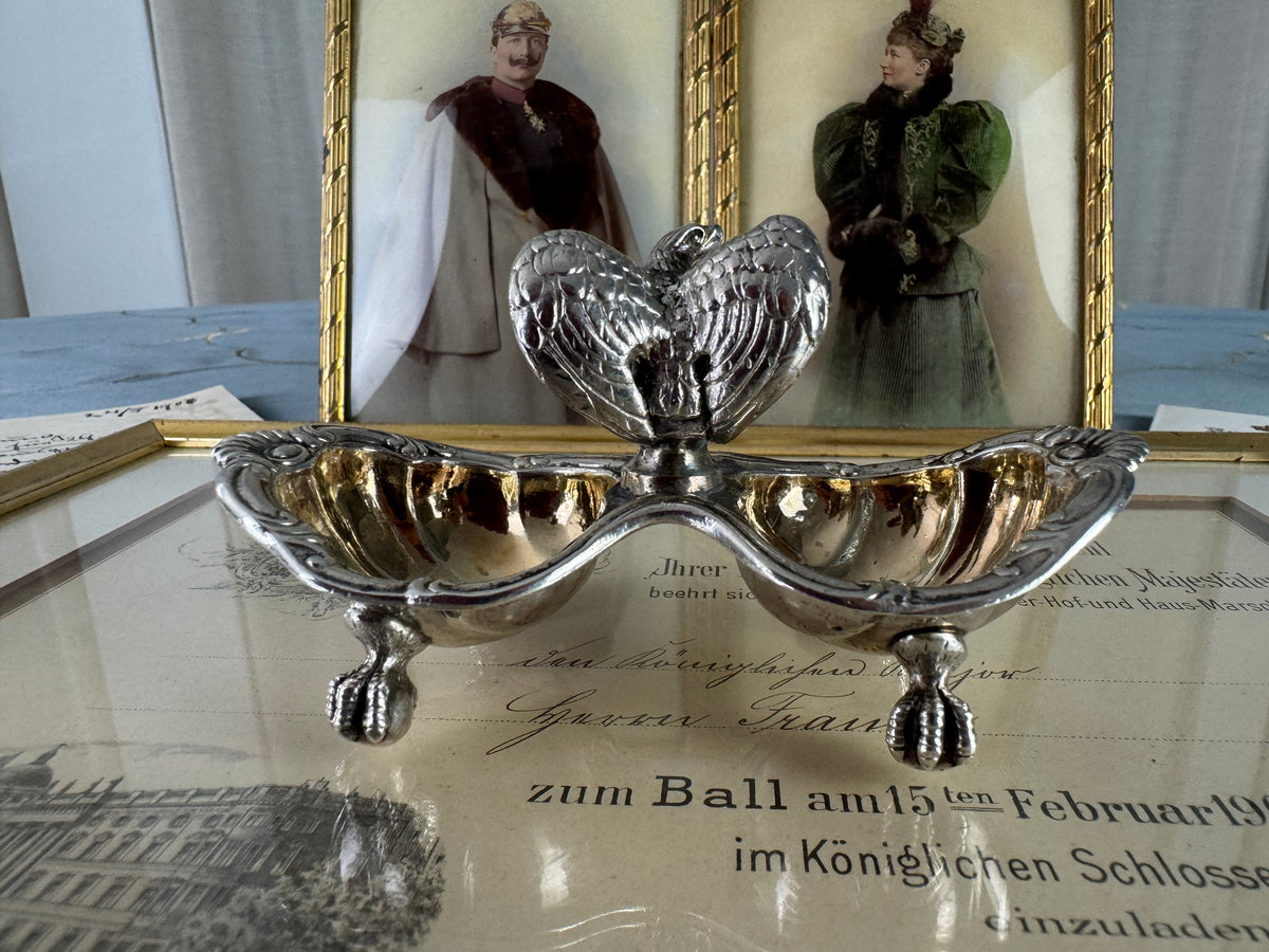 SY & WAGNER Silbernes Salzgefäß, Prinz Wilhelm, Kaiser Wilhelm II, ca. 1880