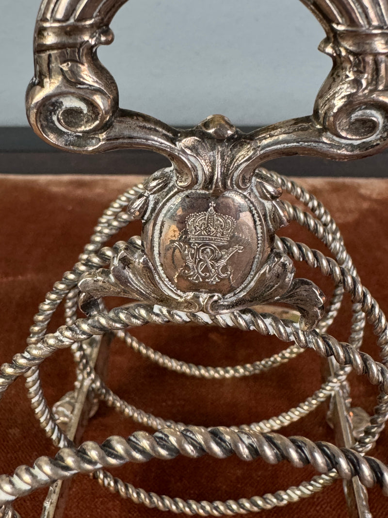 Antikes Toast Rack aus Silber von Kaiser Wilhelm II. mit Monogramm WR, H.J. Wilm Berlin, 1903