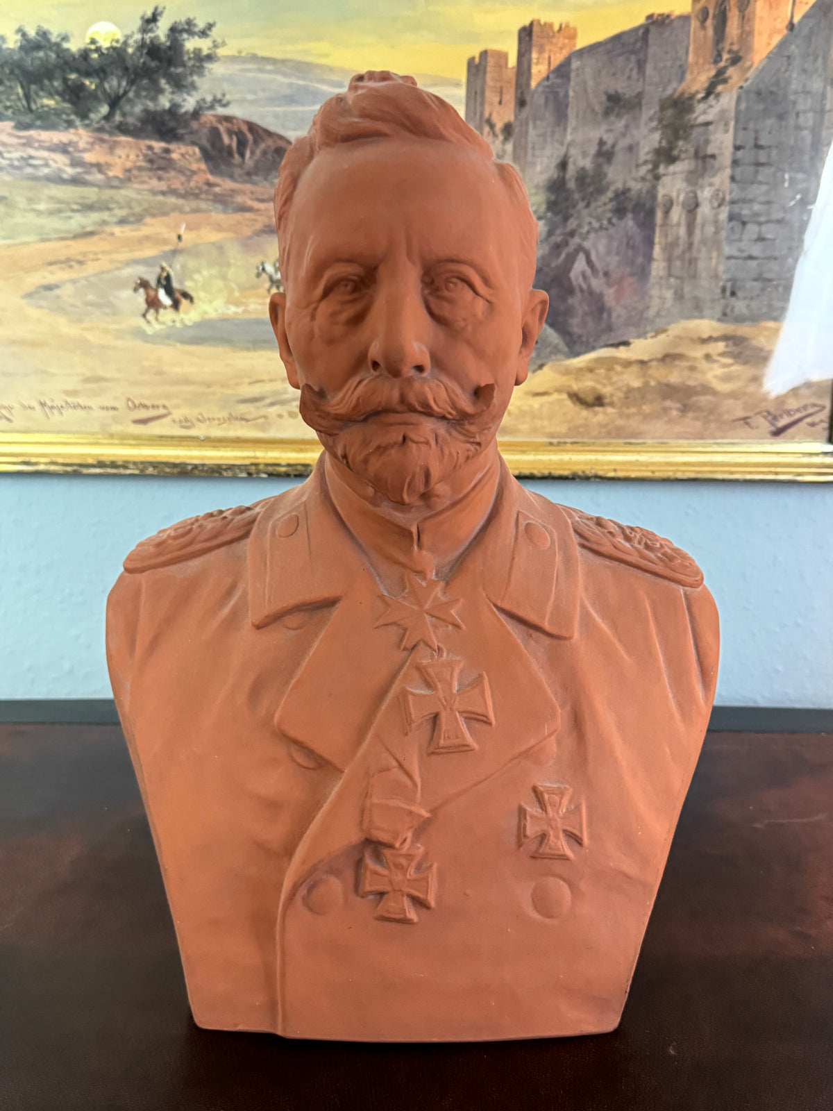 MAX BEZNER Terrakotta-Büste von Kaiser Wilhelm II., Cadinen, datiert 1928
