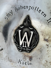 Antiker Silberteller aus 800 Silber mit Monogramm von Kaiser Wilhelm II., SMY Hohenzollern II, Otto Hintze Berlin