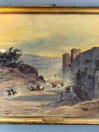 Historisches Aquarell von Friedrich Perlberg – Jerusalem während der Orientreise des Kaiserpaares