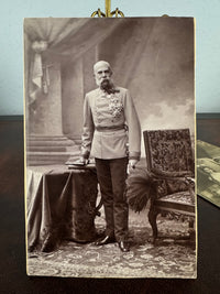 Großformatige Porträtkarten Franz Ferdinand & Kaiser Franz Josef – Habsburger Fotografie, Wien