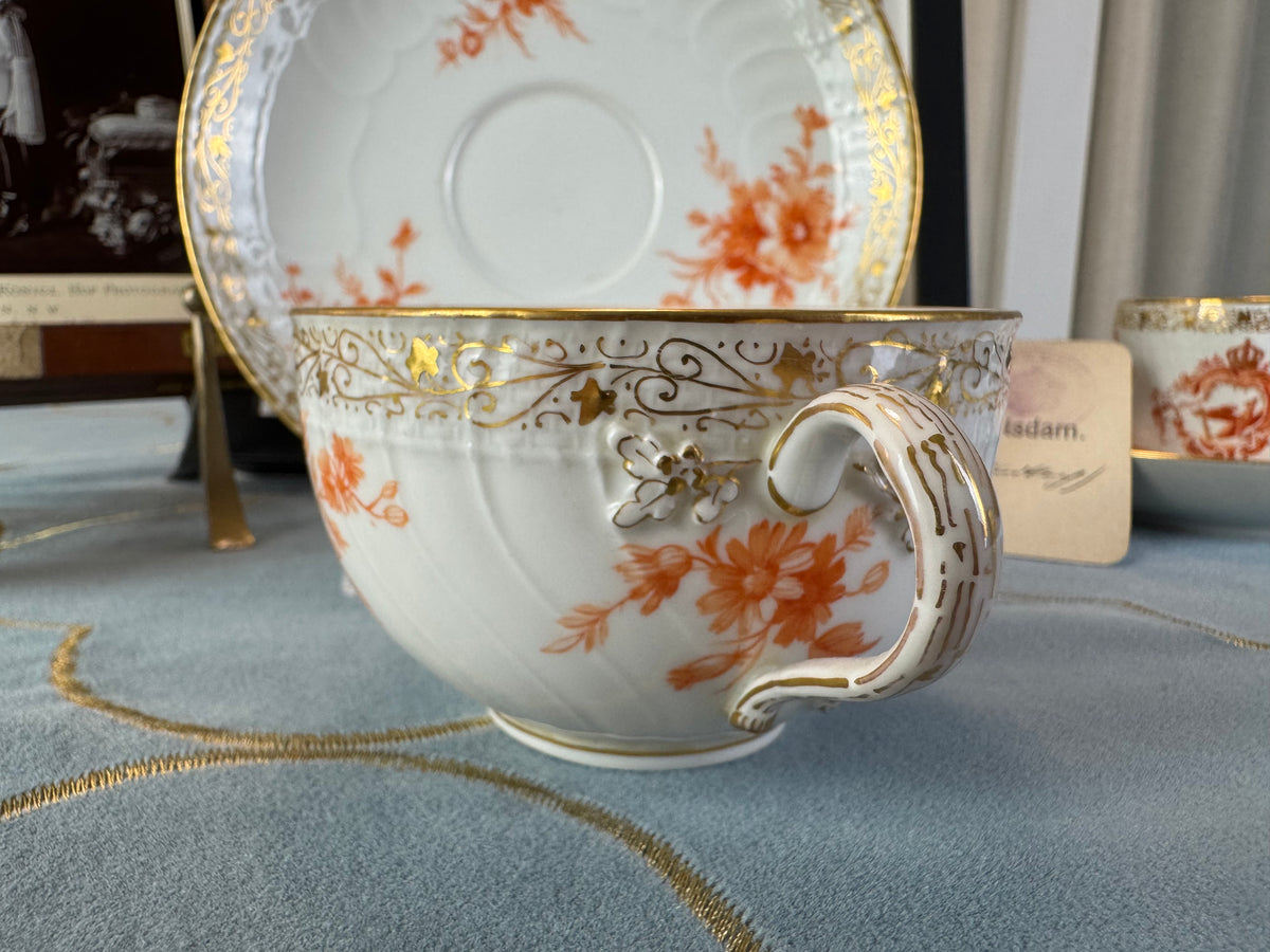 Neuosier Tasse und Untertasse, Kaiser Wilhelm II, datiert 1894 und 1897