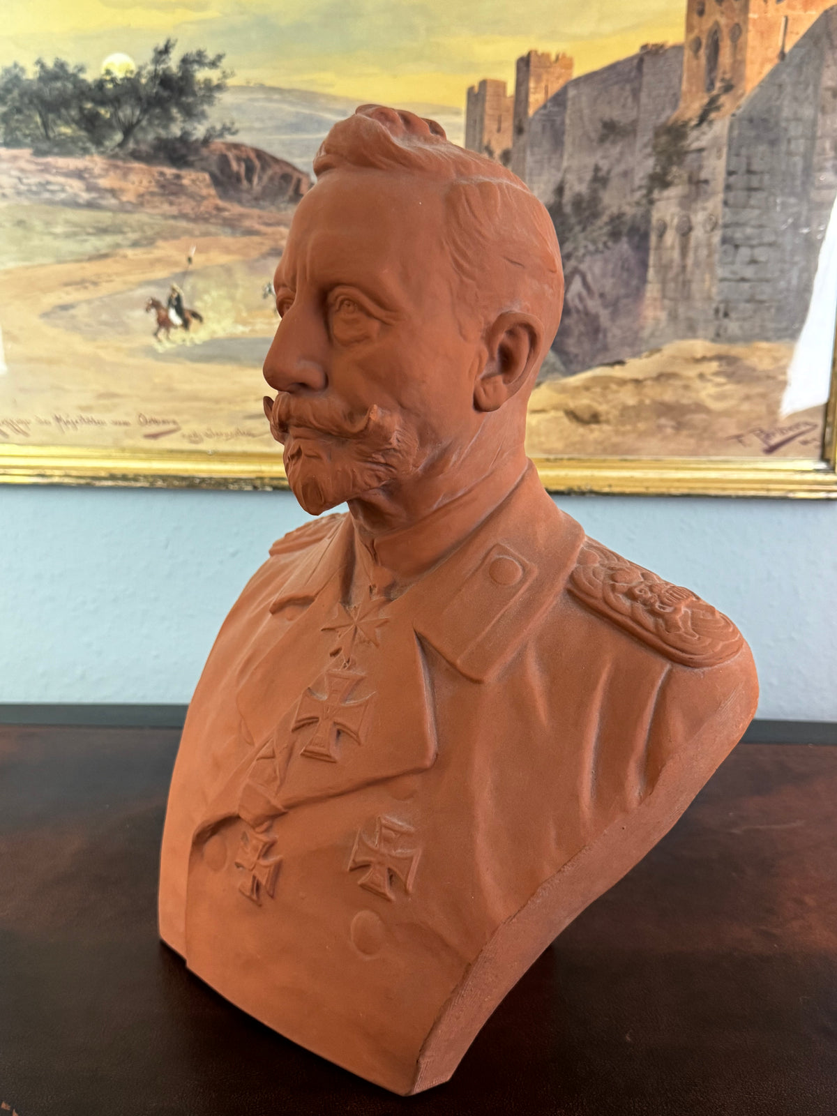 MAX BEZNER Terrakotta-Büste von Kaiser Wilhelm II., Cadinen, datiert 1928