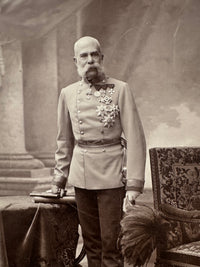 Großformatige Porträtkarten Franz Ferdinand & Kaiser Franz Josef – Habsburger Fotografie, Wien