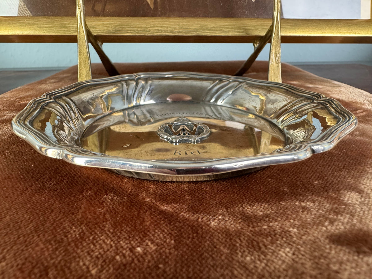 Antiker Silberteller aus 800 Silber mit Monogramm von Kaiser Wilhelm II., SMY Hohenzollern II, Otto Hintze Berlin