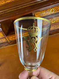 Kaiserliches Rheinweinglas Wilhelm II. mit vergoldetem IRW Monogramm und Kaiserkrone Deutsches Kaiserreich um 1900