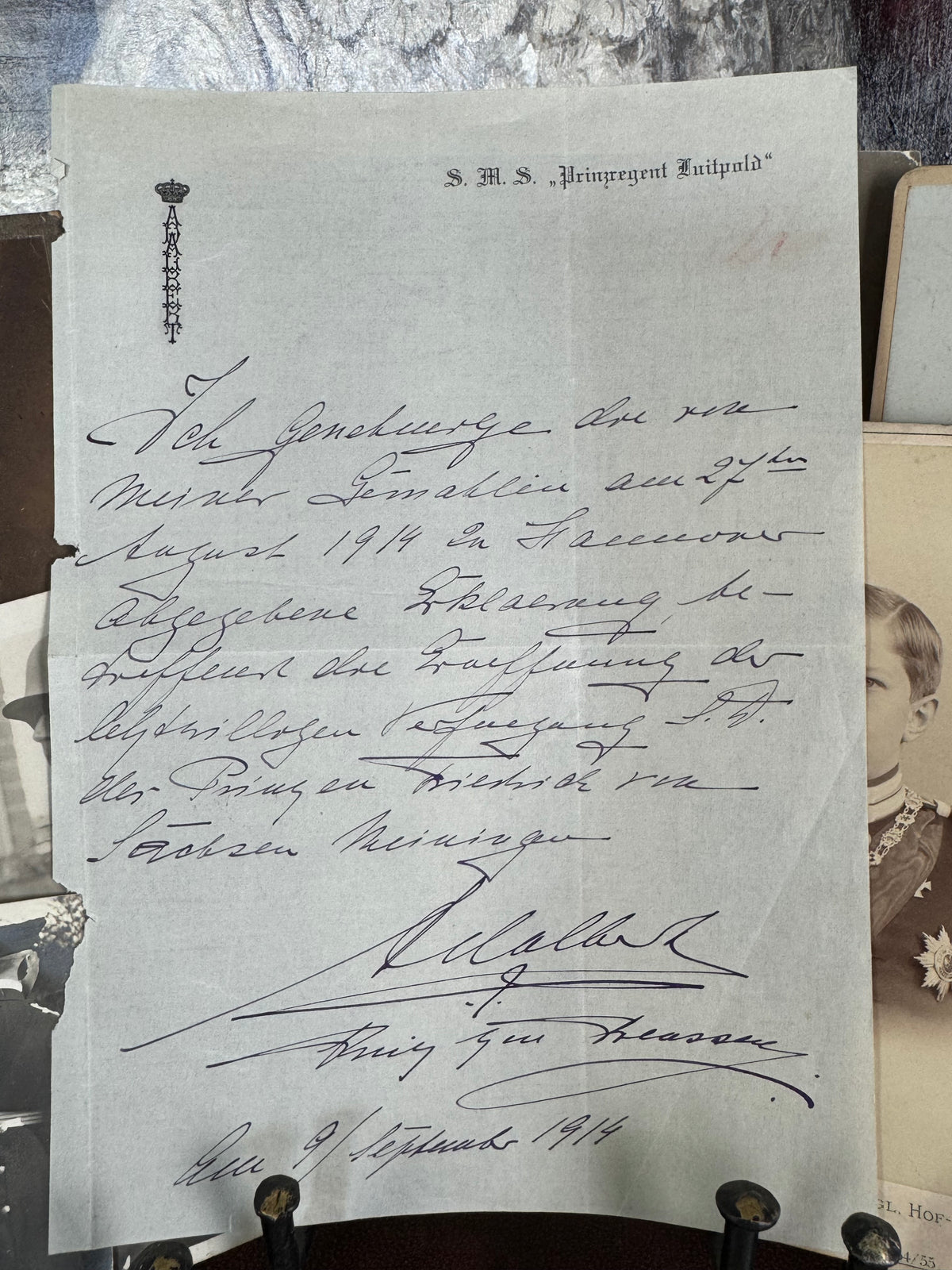 Konvolut Bilder & Co. und Messjacke, Adalbert von Preußen, ca. 1908