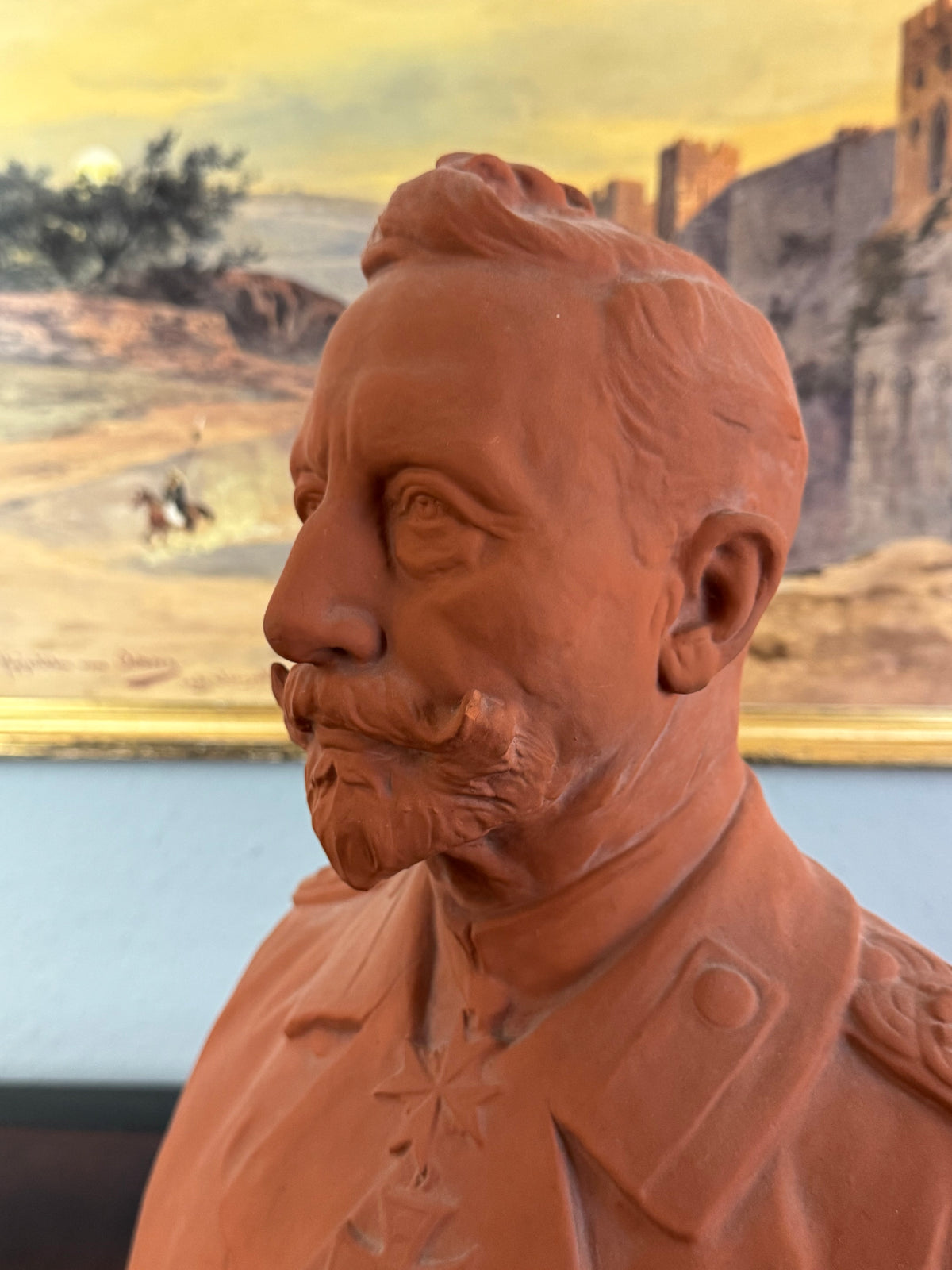 MAX BEZNER Terrakotta-Büste von Kaiser Wilhelm II., Cadinen, datiert 1928