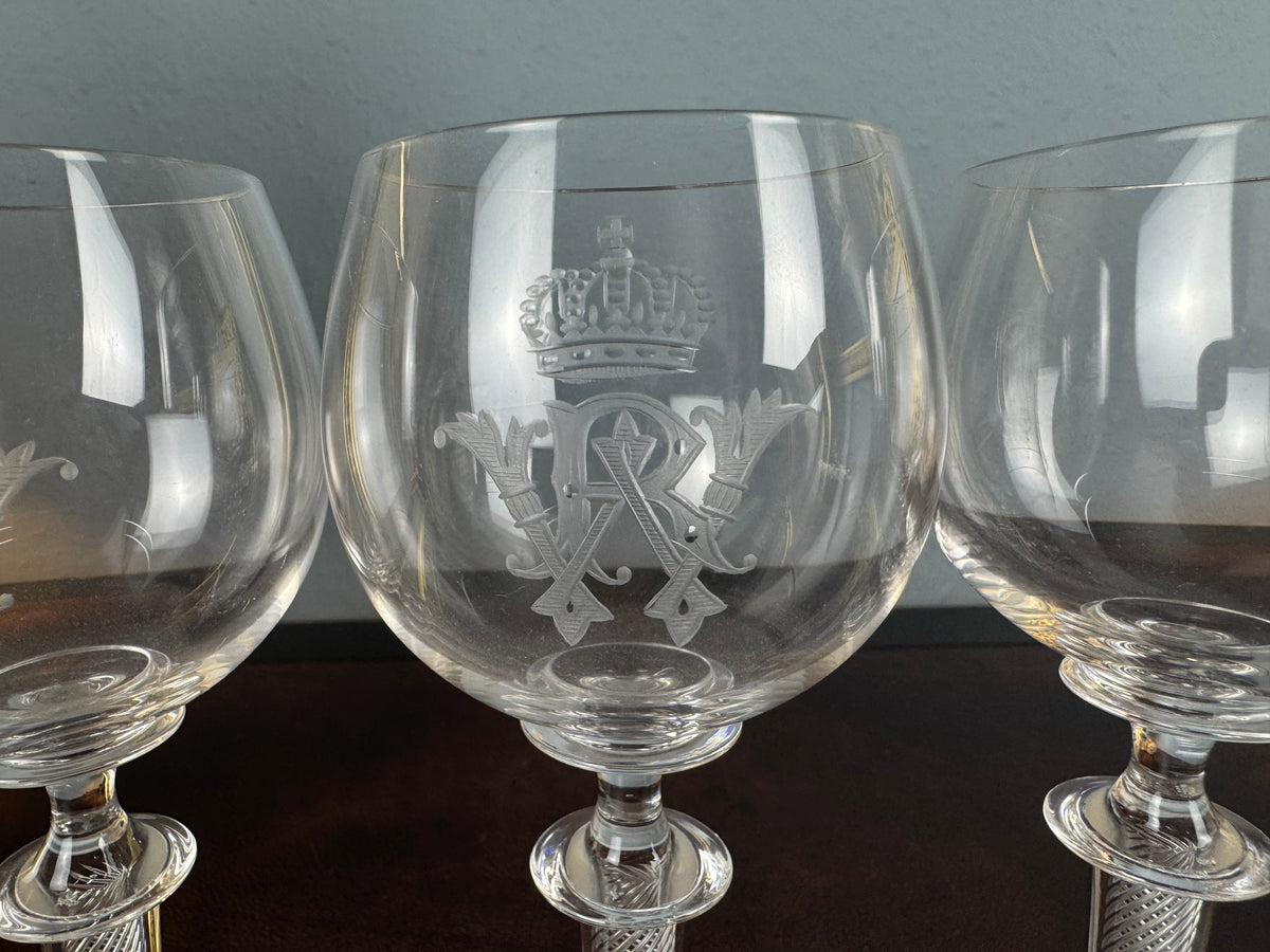 Quatre grands verres à eau, Kaiser Guillaume II, vers 1890