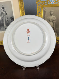 Plat de service rond en porcelaine de Néo-Osier, Kaiser Guillaume II, daté de 1895