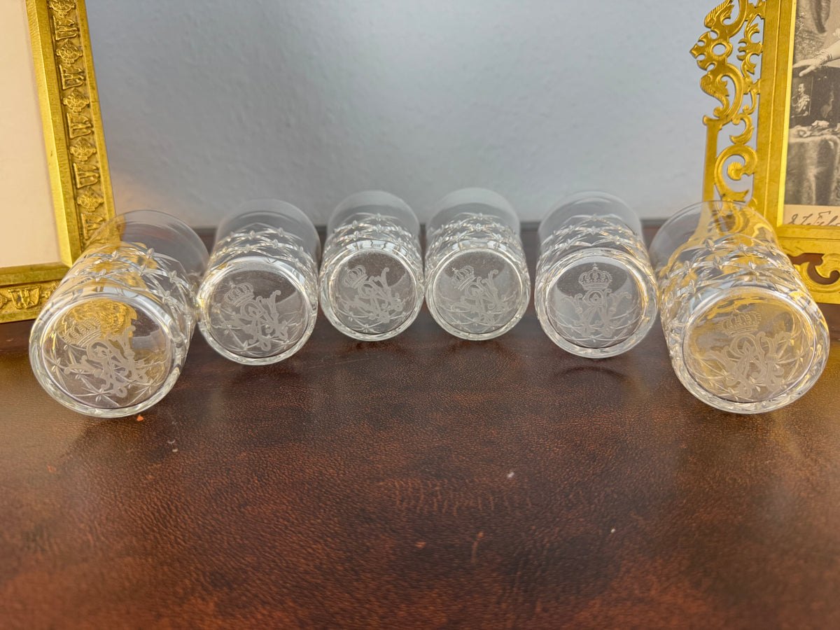 Six grands verres à eau, Guillaume II, vers 1890