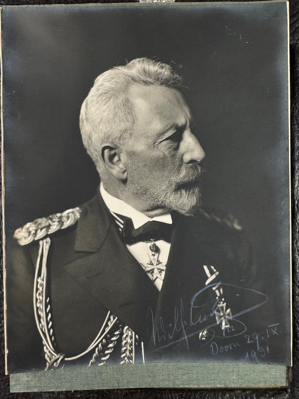 Silber-Geschenkrahmen Kaiser Wilhelm II - Foto mit originaler Unterschrift von 1931