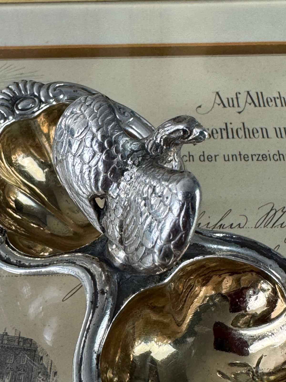 SY & WAGNER Silbernes Salzgefäß, Prinz Wilhelm, Kaiser Wilhelm II, ca. 1880