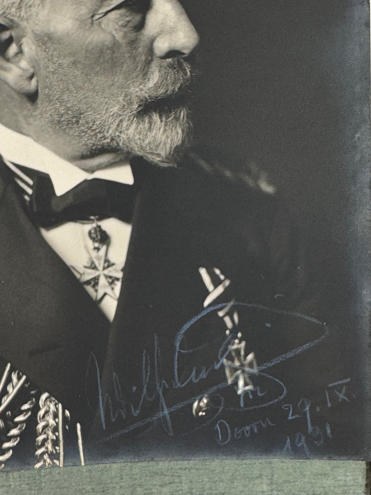 Silber-Geschenkrahmen Kaiser Wilhelm II - Foto mit originaler Unterschrift von 1931