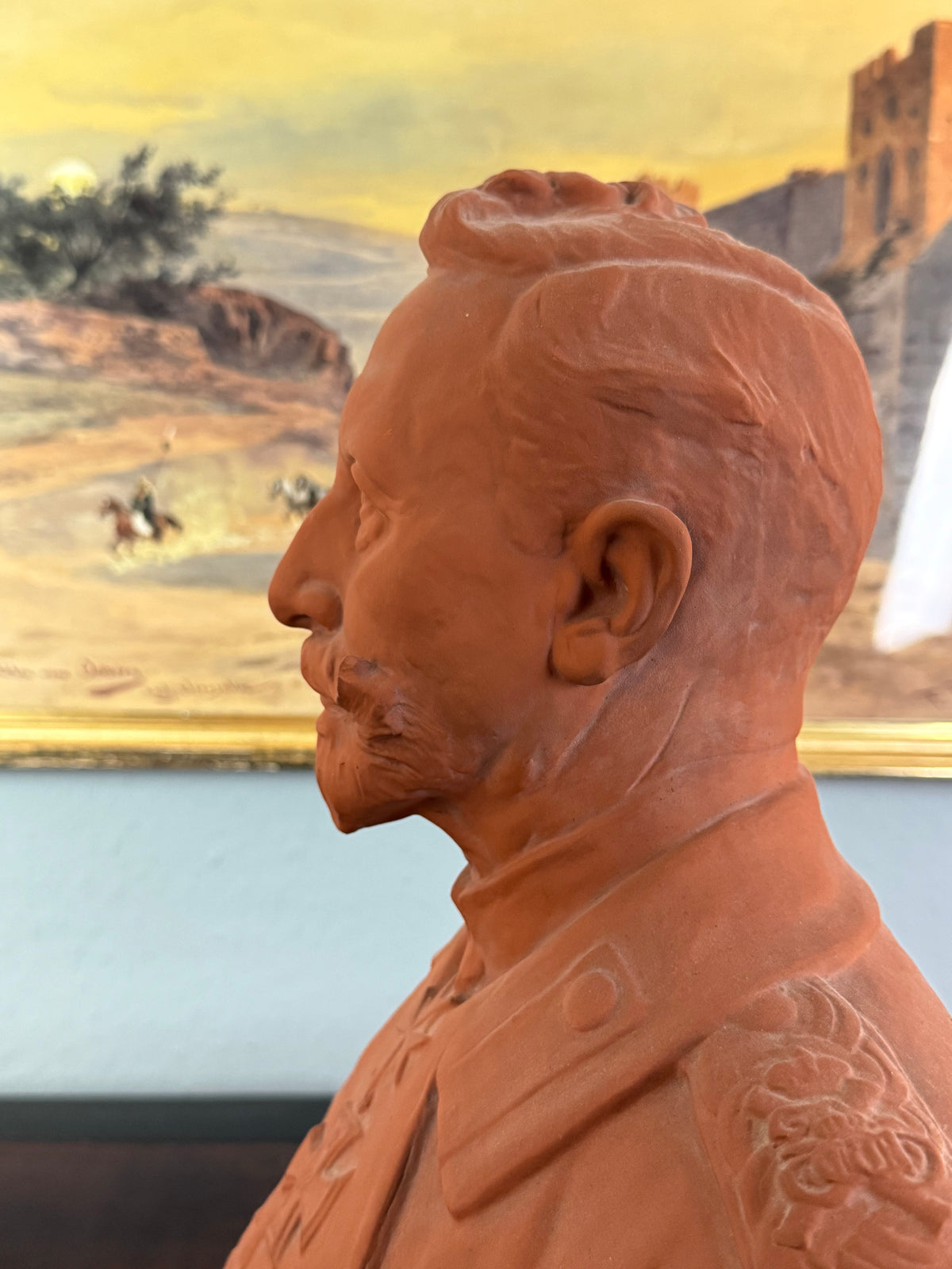 MAX BEZNER Terrakotta-Büste von Kaiser Wilhelm II., Cadinen, datiert 1928