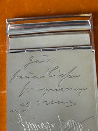 Antiker Silber Notizblockhalter mit Widmungsgravur und Unterschriften von Irene und Heinrich von Preußen