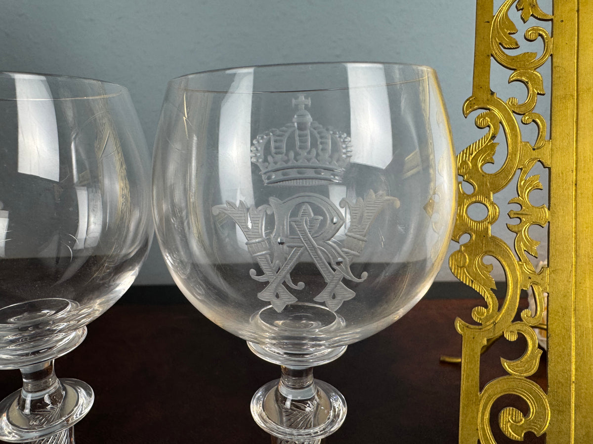 Quatre grands verres à eau, Kaiser Guillaume II, vers 1890