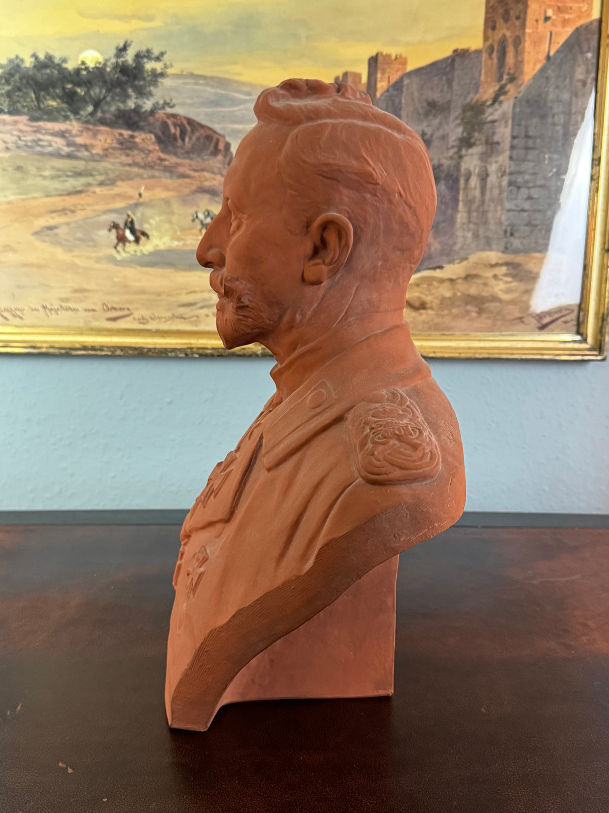 MAX BEZNER Terrakotta-Büste von Kaiser Wilhelm II., Cadinen, datiert 1928