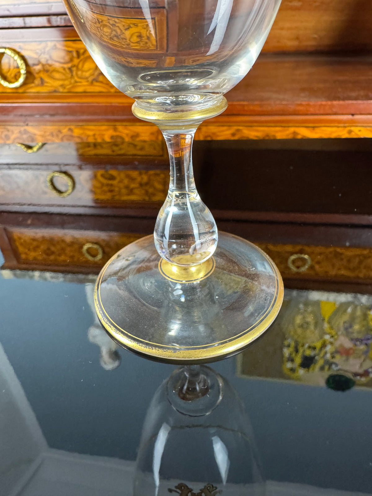 Kaiserliches Wasserglas & Portweinglas Wilhelm II. IRW Monogramm um 1900