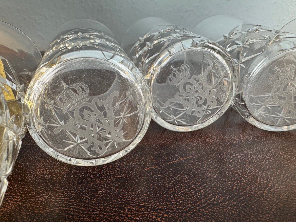 Six grands verres à eau, Guillaume II, vers 1890